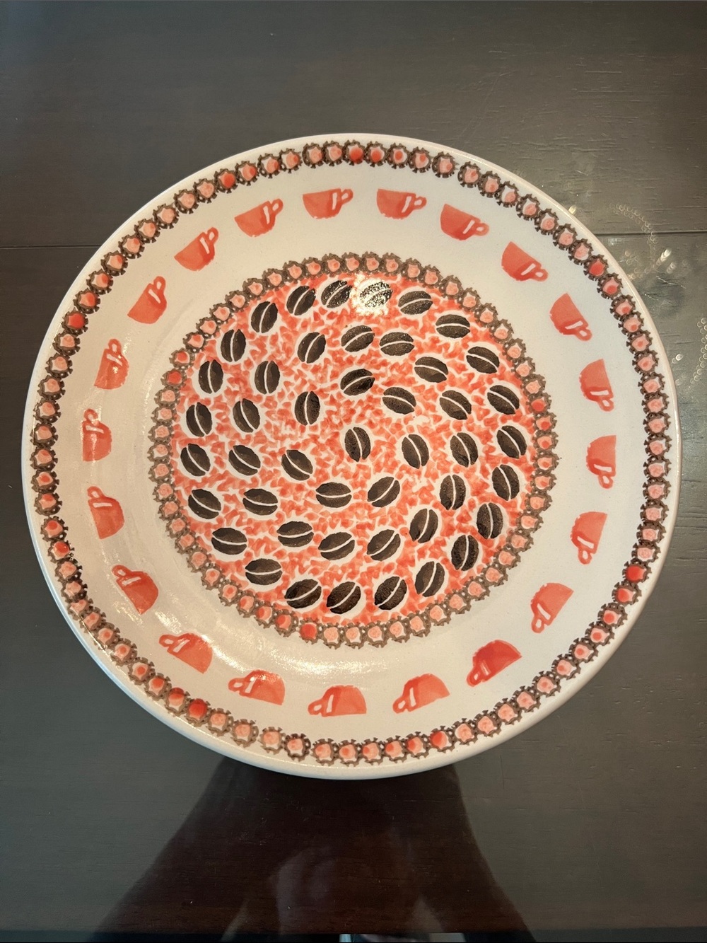 Boleslaweic Unikat Serving Dish in Orange & Brown Coffee Motif